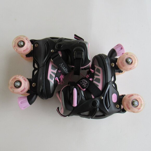 Nattork Sports Black and Pink Roller Skates for Kids Girls 4 Adjustable Sizes - Picture 5 of 14
